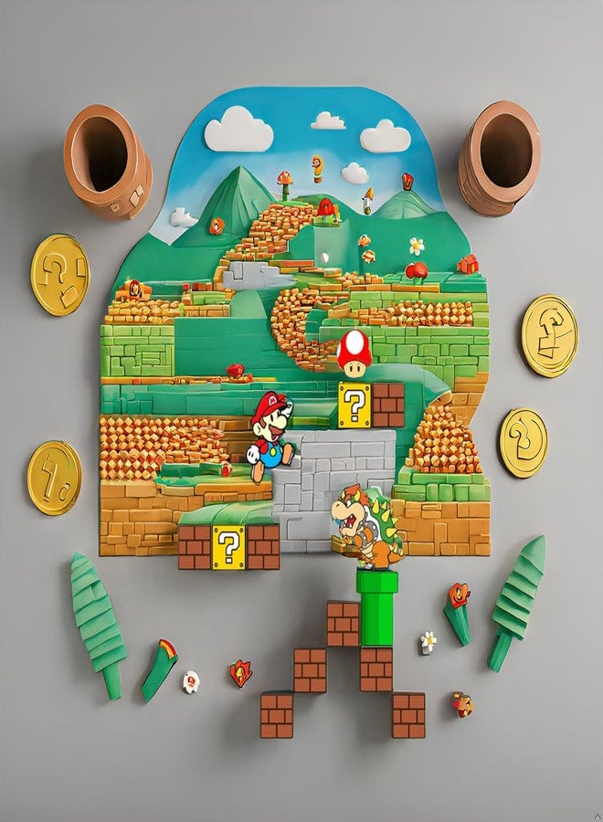 TRENDING HUT 90s Mario Cartoon Fridge Magnet Set - 14 Pcs Nostalgic Collectible Magnets for Kitchen, Locker, and Office Decor. - Image 3